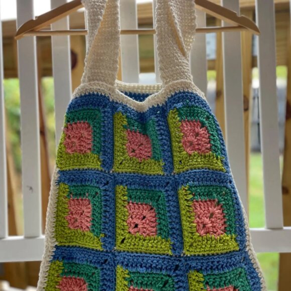 crochet granny square tote bag | 100% cotton - Picture 6 of 11